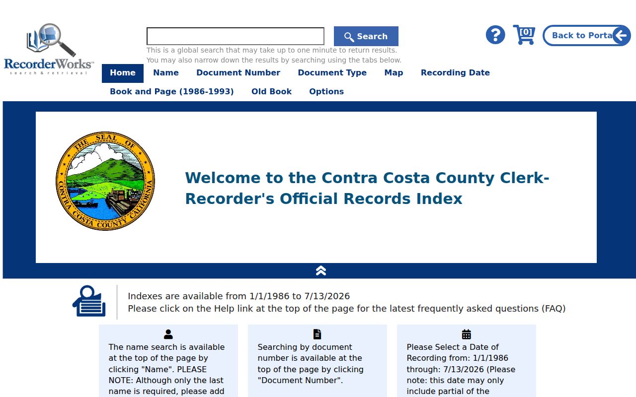 Walnut Creek people search in the Contra Costa RecorderWorks index