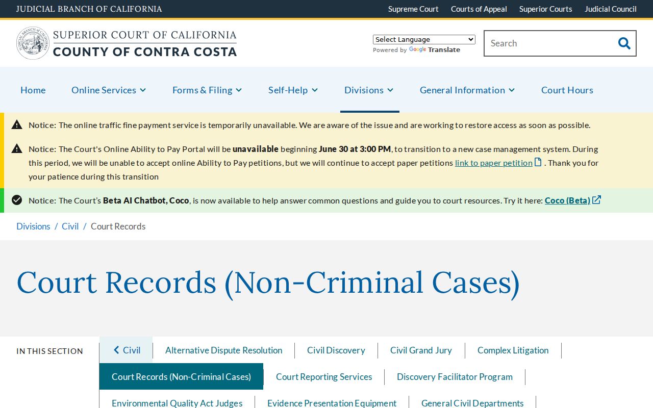 Walnut Creek people search through Contra Costa court records