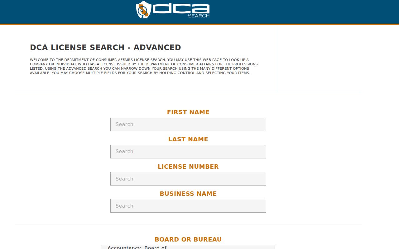 Walnut Creek people search with California professional license fields