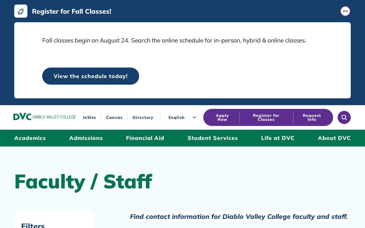 Walnut Creek people directories route through the Diablo Valley College staff directory